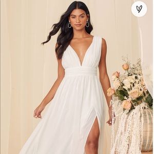 Lulus Heavenly Hues White Maxi Dress small